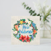 Mele Kalikimaka Hawaiian Kerstmis Wreath Feestdagenkaart (Staand voorkant)