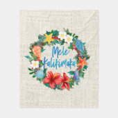 Mele Kalikimaka Hawaiian Kerstmis Wreath Fleece Deken (Voorkant)