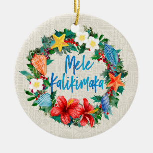 Mele Kalikimaka Hawaiian Kerstmis Wreath Keramisch Ornament