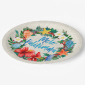 Mele Kalikimaka Hawaiian Kerstmis Wreath Papieren Bordje (Gekanteld)