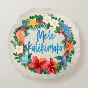 Mele Kalikimaka Hawaiian Kerstmis Wreath Rond Kussen