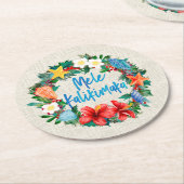 Mele Kalikimaka Hawaiian Kerstmis Wreath Ronde Kartonnen Onderzetter (Gebogen)