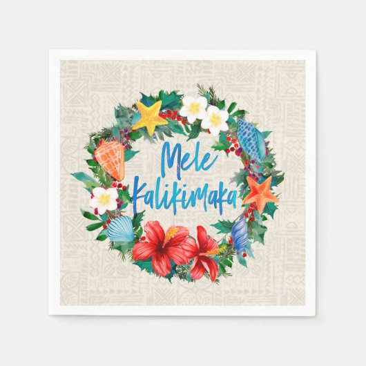 Mele Kalikimaka Hawaiian Kerstmis Wreath Servet (Voorkant)