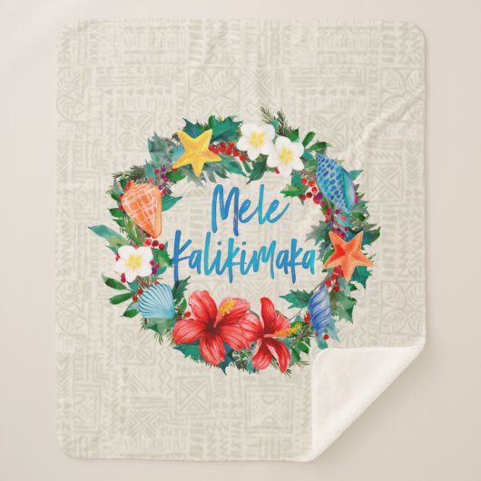 Mele Kalikimaka Hawaiian Kerstmis Wreath Sherpa Deken (Voorkant)