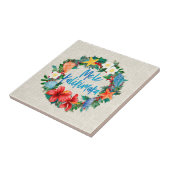 Mele Kalikimaka Hawaiian Kerstmis Wreath Tegeltje (Zijkant)