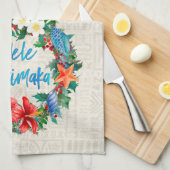 Mele Kalikimaka Hawaiian Kerstmis Wreath Theedoek (Quarter Fold)