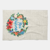 Mele Kalikimaka Hawaiian Kerstmis Wreath Theedoek (Horizontaal)