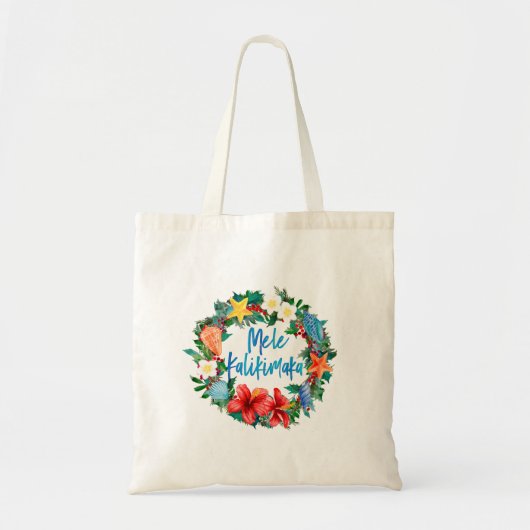 Mele Kalikimaka Hawaiian Kerstmis Wreath Tote Bag (Voorkant)
