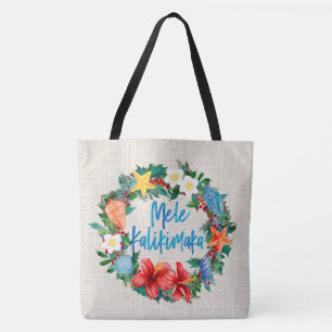 Mele Kalikimaka Hawaiian Kerstmis Wreath Tote Bag