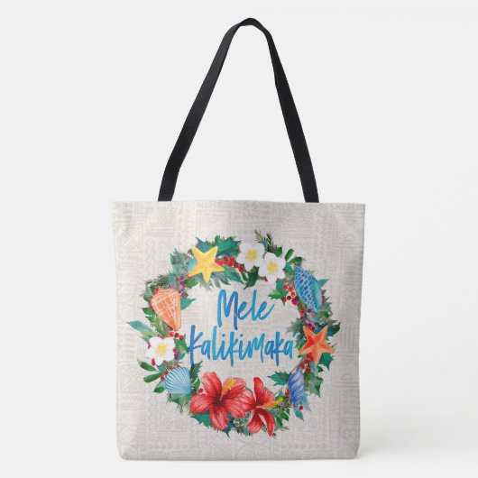 Mele Kalikimaka Hawaiian Kerstmis Wreath Tote Bag (Voorkant)