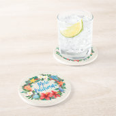 Mele Kalikimaka Hawaiian Kerstmis Wreath Zandsteen Onderzetter (Zijkant)