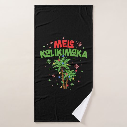 Mele Kalikimaka Hawaiian Kerstpalmboom Licht Badhanddoek (Badhanddoek)