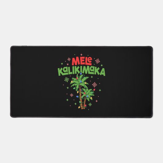 Mele Kalikimaka Hawaiian Kerstpalmboom Licht Bureaumat (Voorkant)