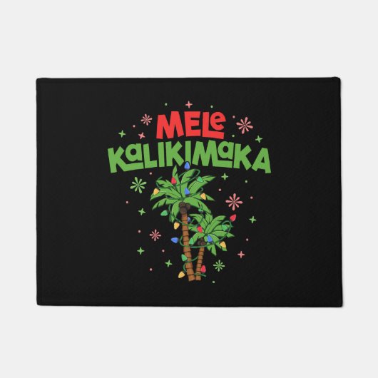 Mele Kalikimaka Hawaiian Kerstpalmboom Licht Deurmat (Voorkant)