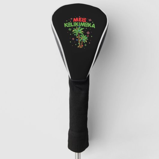 Mele Kalikimaka Hawaiian Kerstpalmboom Licht Golfheadcover (Voorkant)