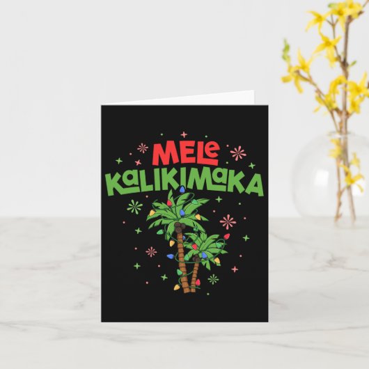 Mele Kalikimaka Hawaiian Kerstpalmboom Licht Kaart (Gele Bloem)