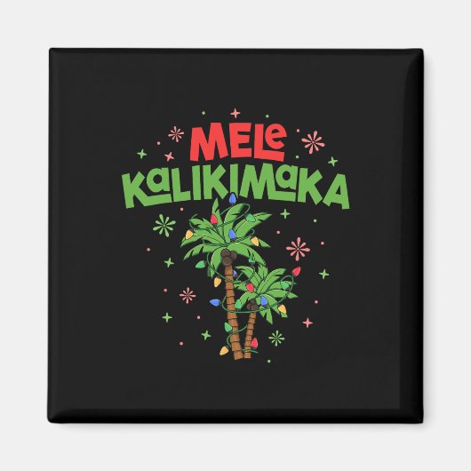 Mele Kalikimaka Hawaiian Kerstpalmboom Licht Magneet (Voorkant)