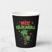 Mele Kalikimaka Hawaiian Kerstpalmboom Licht Papieren Bekers (Voorkant)