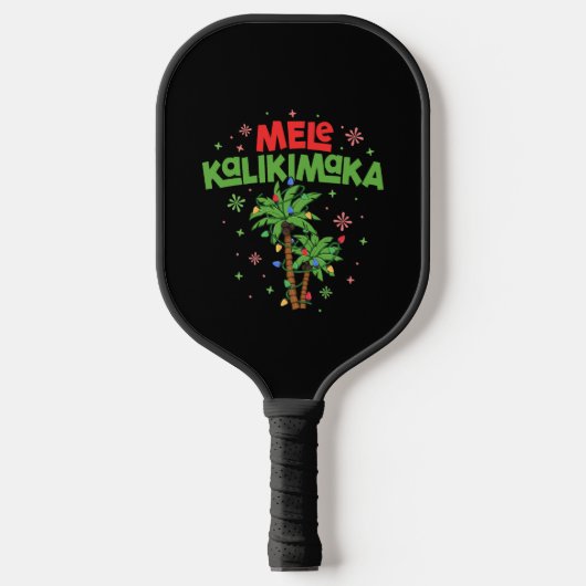 Mele Kalikimaka Hawaiian Kerstpalmboom Licht Pickleball Paddle (Voorkant)