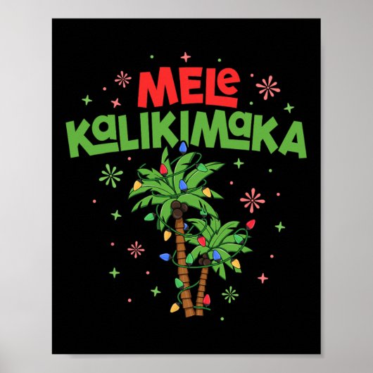 Mele Kalikimaka Hawaiian Kerstpalmboom Licht Poster (Voorkant)