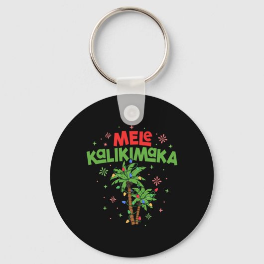 Mele Kalikimaka Hawaiian Kerstpalmboom Licht Sleutelhanger (Voorkant)