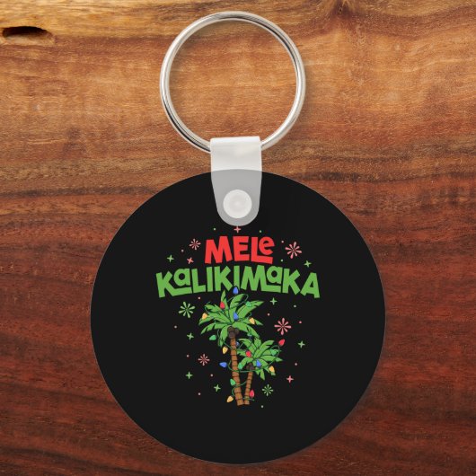 Mele Kalikimaka Hawaiian Kerstpalmboom Licht Sleutelhanger (Voorkant)