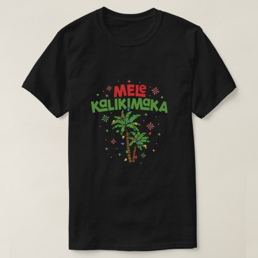 Mele Kalikimaka Hawaiian Kerstpalmboom Licht T-shirt (Design voorkant)