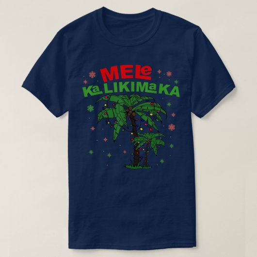 Mele Kalikimaka Hawaiian Kerstpalmboom Licht T-shirt (Design voorkant)