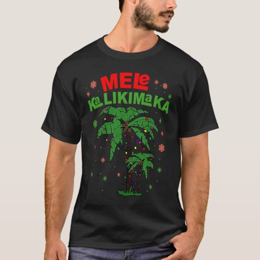 Mele Kalikimaka Hawaiian Kerstpalmboom Licht T-shirt (Voorkant)