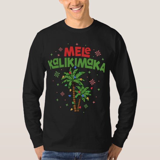 Mele Kalikimaka Hawaiian Kerstpalmboom Licht T-shirt (Voorkant)
