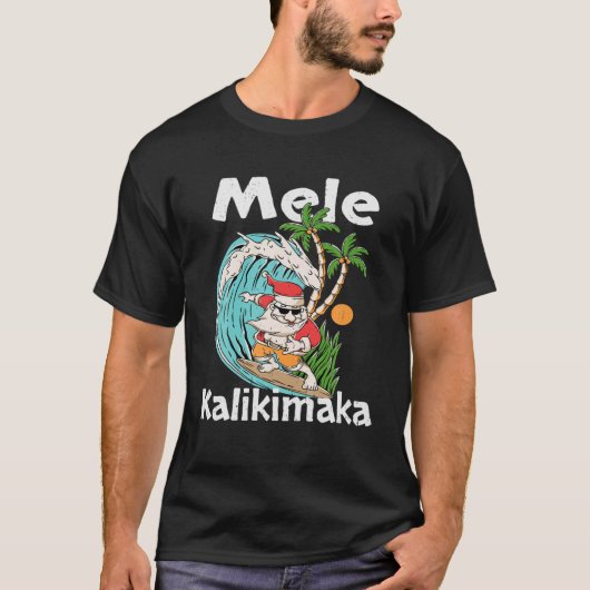 Mele Kalikimaka Hawaiian Kerstpalmboom Licht T-shirt (Voorkant)