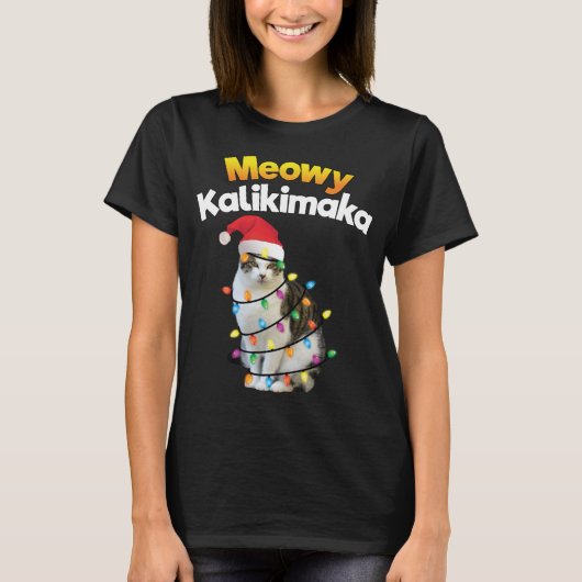 Mele Kalikimaka Hawaiian Merry Kerstkat Light T-shirt (Voorkant)