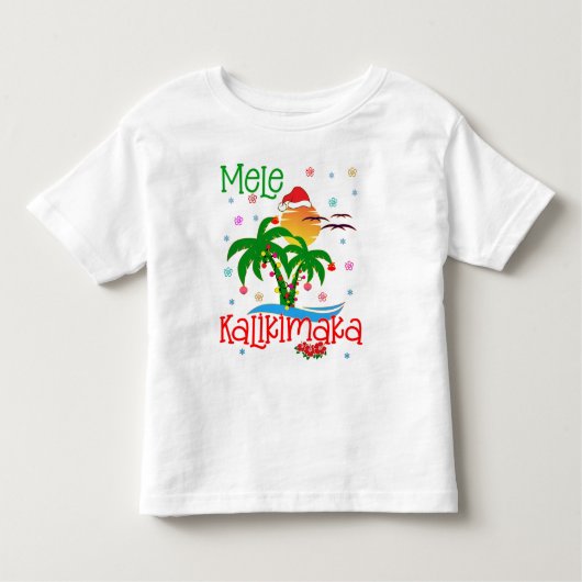 Mele Kalikimaka Hawaiian Merry Kerstmis Aloha  Kinder Shirts (Voorkant)