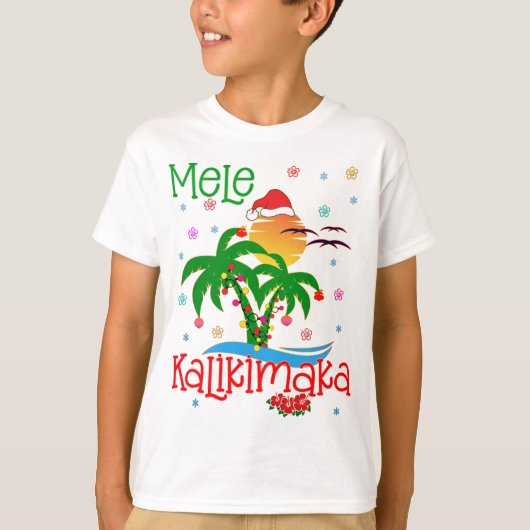 Mele Kalikimaka Hawaiian Merry Kerstmis Aloha Mat T-shirt (Voorkant)