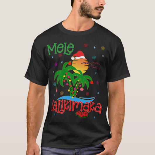 Mele Kalikimaka Hawaiian Merry Kerstmis Aloha Mat T-shirt (Voorkant)
