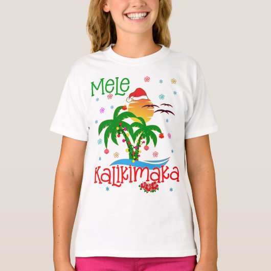 Mele Kalikimaka Hawaiian Merry Kerstmis Aloha Mat T-shirt (Voorkant)