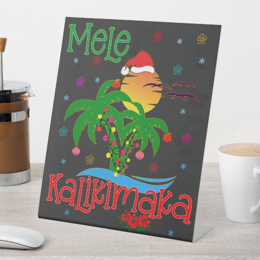 Mele Kalikimaka Hawaiian Merry Kerstmis Aloha Reclamebord Met Voetstuk (Insitu)