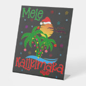 Mele Kalikimaka Hawaiian Merry Kerstmis Aloha Reclamebord Met Voetstuk (Voorkant)