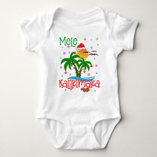 Mele Kalikimaka Hawaiian Merry Kerstmis Aloha  Romper (Voorkant)