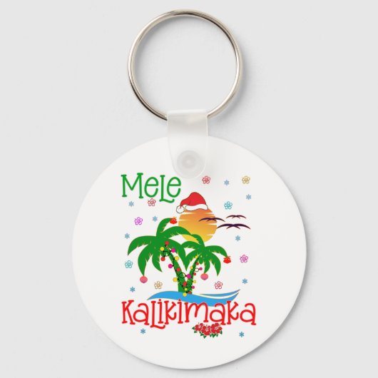 Mele Kalikimaka Hawaiian Merry Kerstmis Aloha Sleutelhanger (Voorkant)