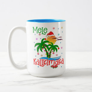 Mele Kalikimaka Hawaiian Merry Kerstmis Aloha Tweekleurige Koffiemok