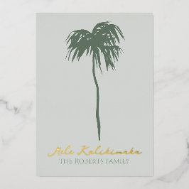 Mele Kalikimaka Hawaiian Merry KerstPalm Folie Feestdagenkaart