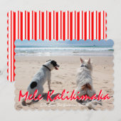 Mele Kalikimaka Hawaiian Pensed Script Foto Feestdagenkaart (Voorkant / Achterkant)