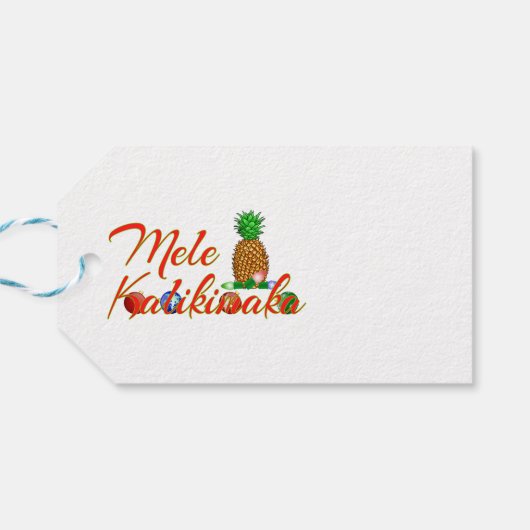 Mele Kalikimaka Hawaiian Pineapple Cadeaulabel (Achterkant Horizontaal)