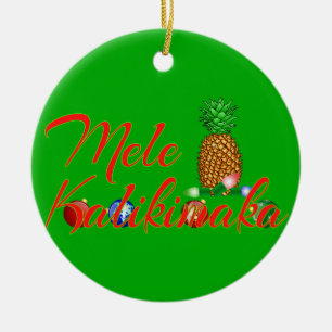 Mele Kalikimaka Hawaiian Pineapple Keramisch Ornament
