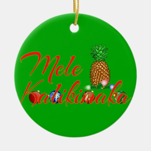 Mele Kalikimaka Hawaiian Pineapple Keramisch Ornament (Voorkant)