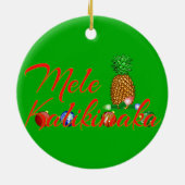 Mele Kalikimaka Hawaiian Pineapple Keramisch Ornament (Achterkant)