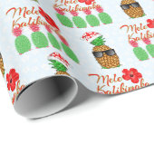 Mele Kalikimaka Hawaiian Pineapple Merry Kerstmis Cadeaupapier (Rol Hoek)