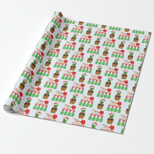Mele Kalikimaka Hawaiian Pineapple Merry Kerstmis Cadeaupapier (Uitgerold)