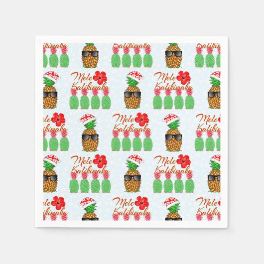 Mele Kalikimaka Hawaiian Pineapple Merry Kerstmis Servet (Voorkant)